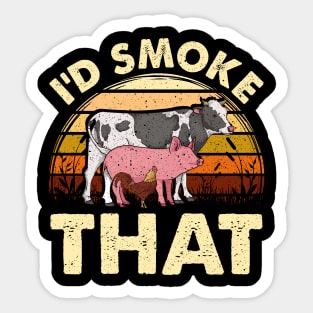 'd Smoke That Vintage Meat Smoker Gift Funny BBQ Pitmasters Sticker